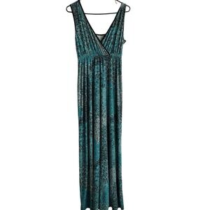 Vintage 90s Y2K Babydoll Maxi Dress M Fairy Whimsical Sequin Peacock Sparkle USA